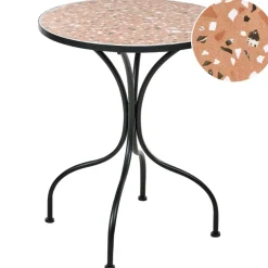 Bistropöytä ulos Adrano 60 cm terrazzoefekti Rauta Musta/oranssi