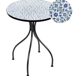 Bistropöytä ulos Chapeco 60 cm Rauta Musta/sininen/valkoinen