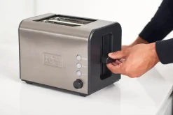 Black+Decker Leivänpaahdin Black+Decker 2 laitetta kiillotettu teräs Harmaa
