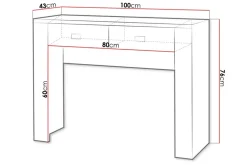 Cezar Sminkbord 100x43x76 cm Ek
