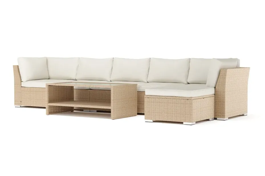 Comfort Garden Wisconsin ulkokäyttöön divaanisohva 6-istuttava, käännettävä Beige