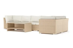 Comfort Garden Wisconsin-ulkokäyttöön tarkoitettu L-sohva, 6-istuttava, käännettävä Beige