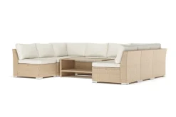 Comfort Garden Wisconsin ulkokäyttöön tarkoitettu U-sohva, 8-paikkainen, avoimella päädyllä Beige