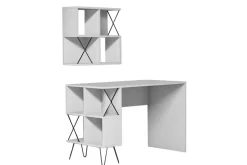 Kirjoituspöytä Amtorp 120 cm Säilytys Hylly+Kirjahylly Pieni Valkoinen/Musta