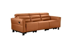 Loft24 Recliner-sohva ilman kulmaa Loft24 3-istuttava sohva Loft24 Carpari, 2 manuaalisesti taitettavaa jalkatukea Ruskea Keinonahka