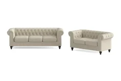 Manor House Chesterfield Lyx Sohvaryhmä 3-istuttava + 2-istuttava Beige