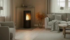 Nordflamma Corbo Vapaasti Seisova Pyöreä Bioetanolitakka 96x44x30 cm Terästä ja lasia Musta