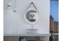 Peili Eskildstorp 55 cm Pyöreä LED-valaistus Musta/Kulta