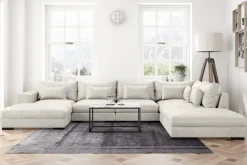 Scandinavian Choice Dubai U-moduulisohva divaanilla vasen, sametti, erikoissyvä Valkoinen