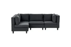 4-sits Hörnsoffa Beliani Unstad Beige/svart, Högervänd, Polyester Black