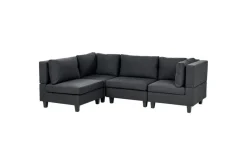 4-sits Hörnsoffa Beliani Unstad Beige/svart, Högervänd, Polyester Black