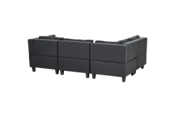 4-sits Hörnsoffa Beliani Unstad Beige/svart, Högervänd, Polyester Black