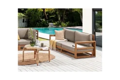 2-sitssoffa Beliani Timor Ljus trä/grått/beige, Ja Light wood||Grey||Beige