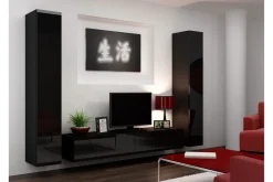 TV-kalustepaketti Vigo 260x40x180 cm Musta/Valkoinen