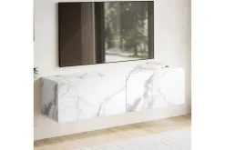 Wohnling Matala kaappi Wohnling Pinnoitettu seinäkiinnitettävä luukkuovella, moderni Marmori, valkoinen, 120 cm Marmori, valkoinen, 120 cm